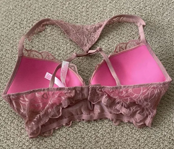NEW Victoria’s Secret PINK Date Push-Up Lacy Notch Front Bralette Mauve 32C NWOT - Image 3