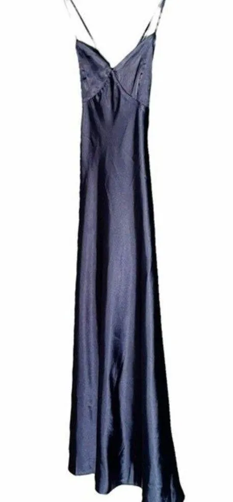 Lulus Dress One Last Glance Satin Backless Slip Dress Navy Blue Size Medium - Image 6