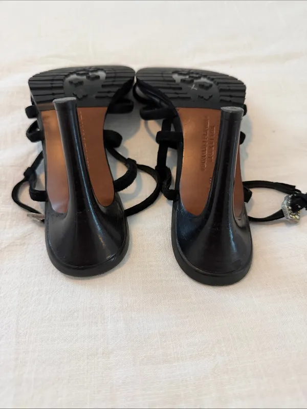 Donald J Pliner Couture Y2K Black Suede Strappy Heels Italy Size 8 - Image 6