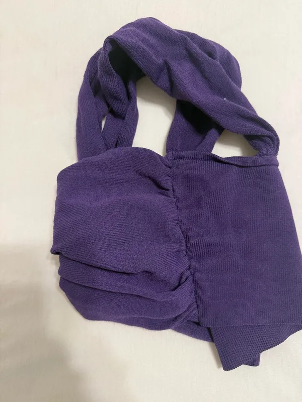 Zara Purple Twist-Front Bow Tie Crop Top - Image 4