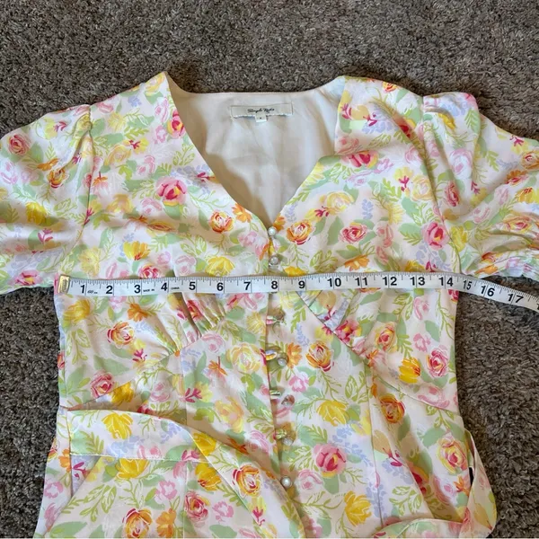 Simple Retro Womens Kora Floral Maxi Dress With Faux Pearl Buttons Sz Small - Image 10