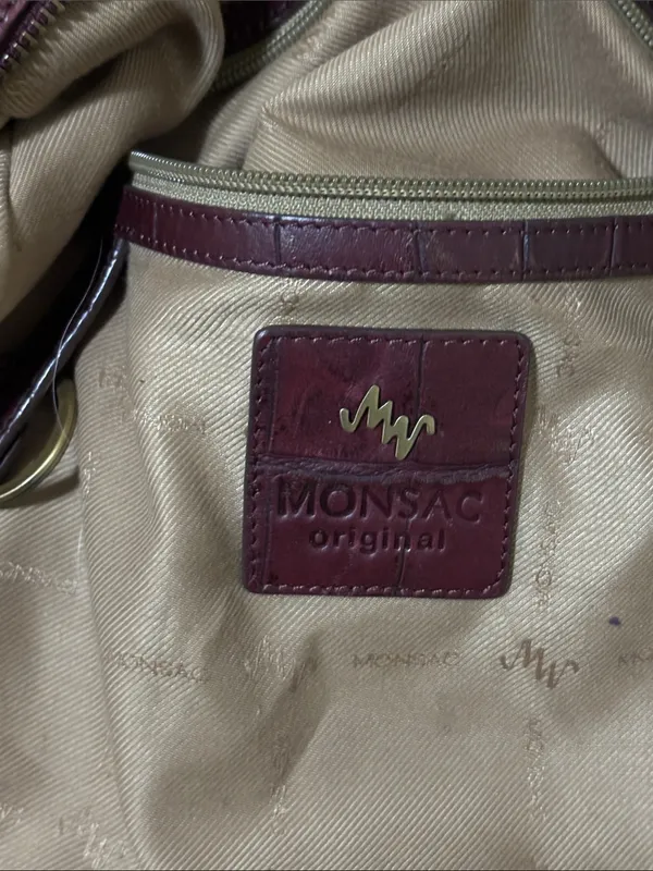 Monsac Croc-Embossed Hobo Bag in Burgundy - Image 12