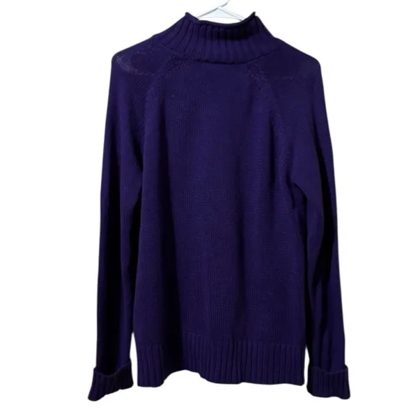 CHAPS Women Size Large Knit Sweater Purple Long Sleeve Mock Neck‎ Winter Holiday - Image 2