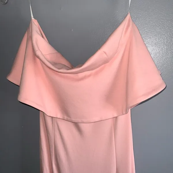 Lovers + Friends Chandler Pink Asymmetrical Strapless Slit Ruffle Gown S - Image 7