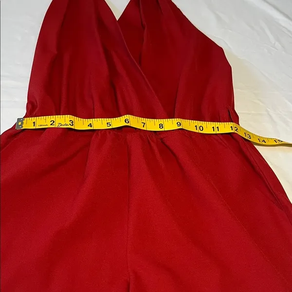 Hot & Delicious Red Halter Tie-Back One-Piece Romper - Image 13