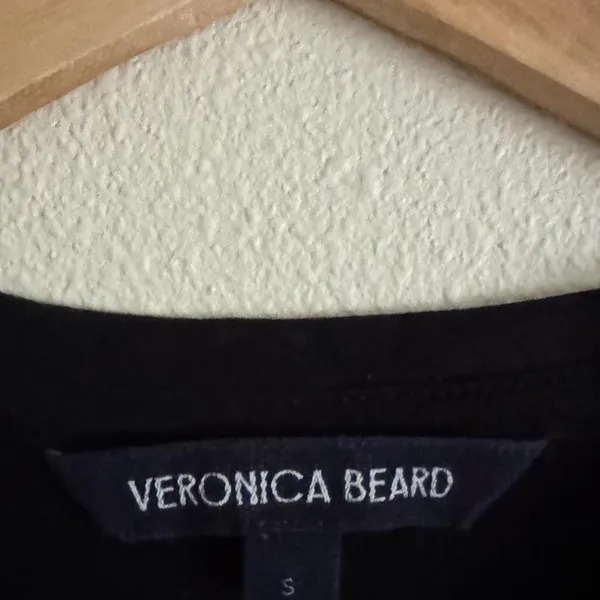 Veronica Beard Waldorf Ruched Sleeve T-Shirt Black Pima Cotton Size Small - Image 4
