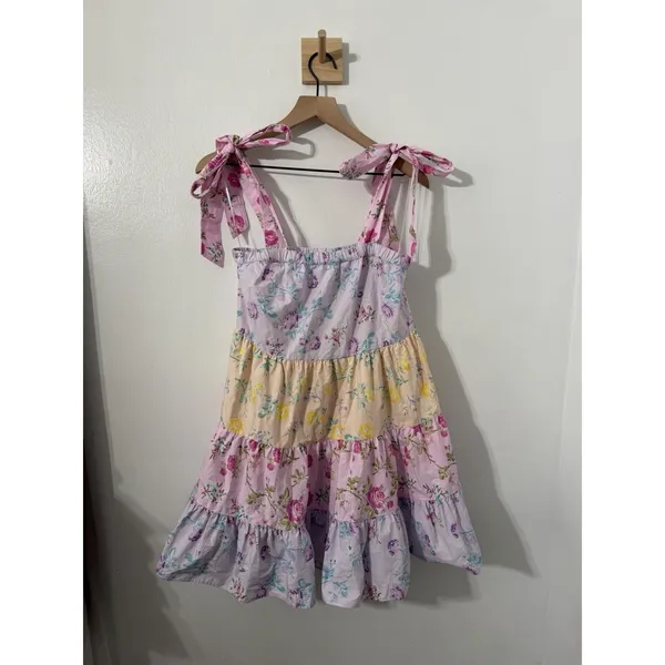 LoveShackFancy x Target Jeanne Tiered Dress 100% Cotton Tie Strap Babydoll Small - Image 4