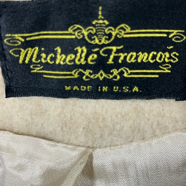 VTG MICHELLE FRANCIS 80’s WOOL BLEND LADIES COAT MADE‎ IN USA XL CREAM PREOWNED - Image 9