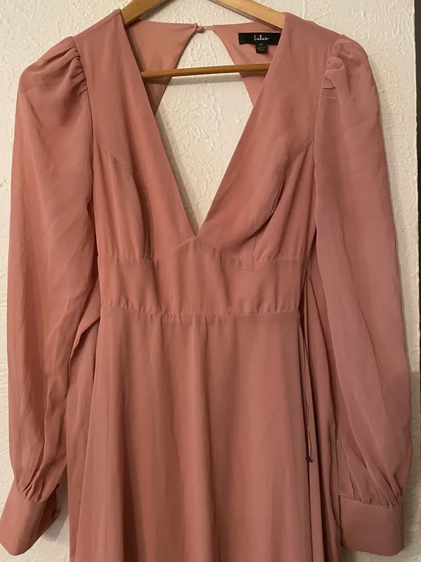 Lulus Talk About Divine Blush Long Sleeve Backless Maxi Dress Pink Size XS - Image 4