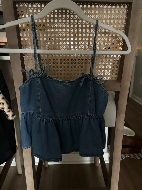American Eagle Outfitters Denim Blue Peplum Cami - Image 3
