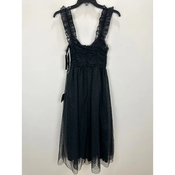 Lulus Forever Celebrated Black Swiss Dot Ruched Tulle Midi Dress Cocktail XS NWT - Image 10
