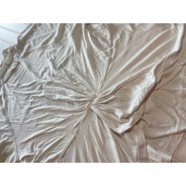 Free People White Knot Front Choker Keyhole Neckline‎ Short Sleeve Top Large - Image 3