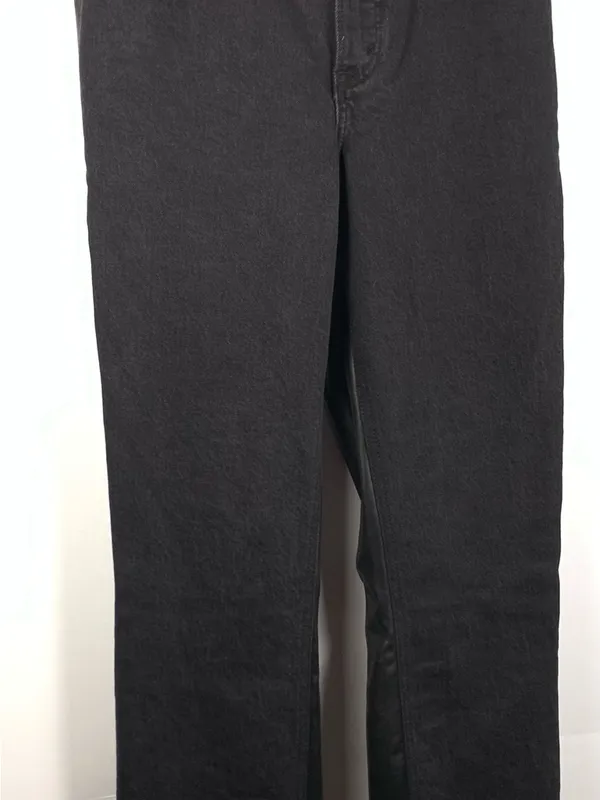 Abercrombie Jeans Womens 25R Black 90s Straight Ultra High Rise Faux Leather - Image 13