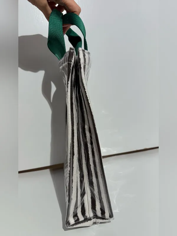 NWOT Anthropologie Coated Terry North South Small Tote Black, White & Green - Image 6