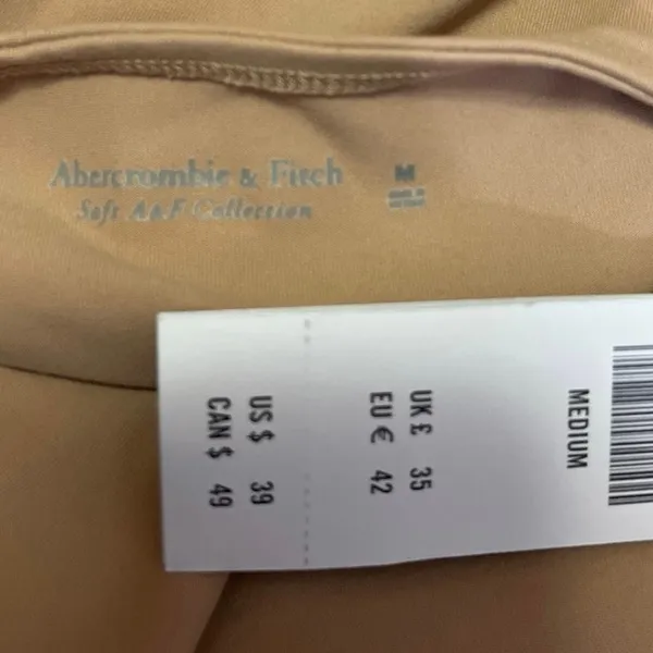 NEW Abercrombie & Fitch Tan Stretch Cami Camisole Tank Bodysuit Top Size M - Image 3