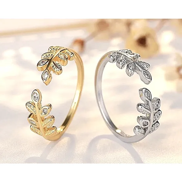 Boutique Sparkly 5a Cz‎ Leaf Ring | White Gold Plated Sterling Silver - Image 14