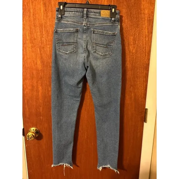 American Eagle Jeans Women 00 Mom Jean Hi-Rise Distressed Whiskered Denim Pants - Image 3