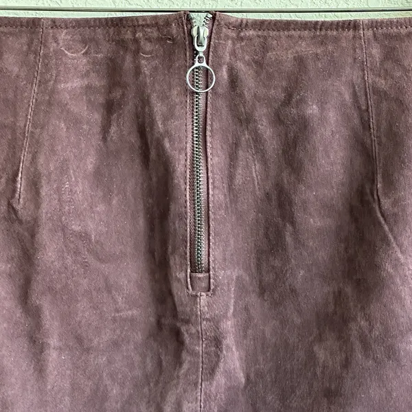 Blank NYC Leather Suede Burgundy Red Mini Skirt Side Slit Size 31 - Image 8