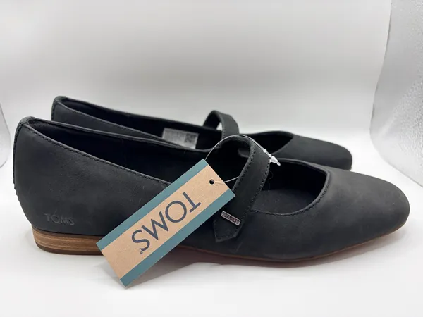 TOMS Bianca Mary Jane Flats Black Leather Comfort Ballet Coquette Women 7.5 - Image 2