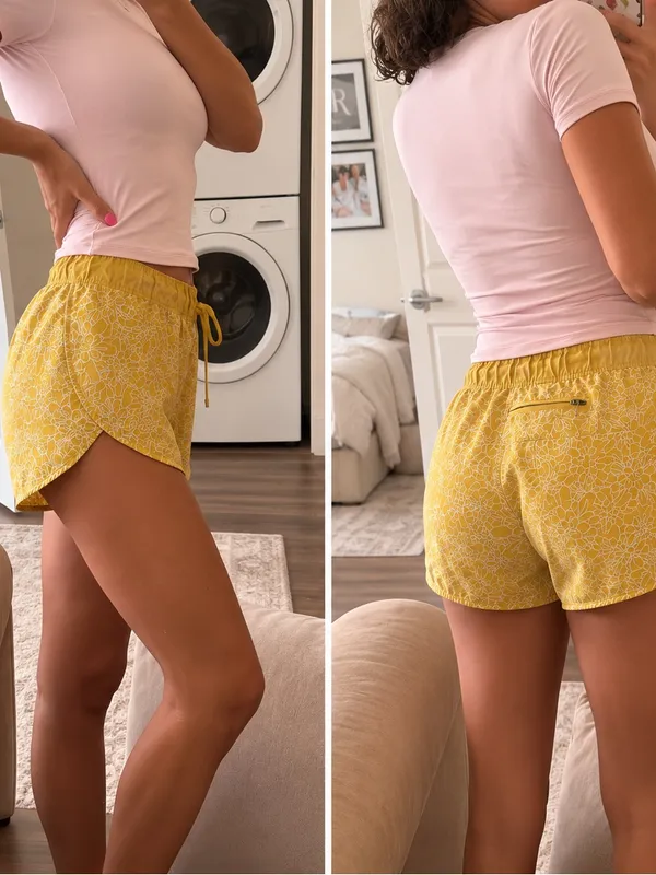 The North Face Yellow Women's Mesh-Lined Shorts - Image 2
