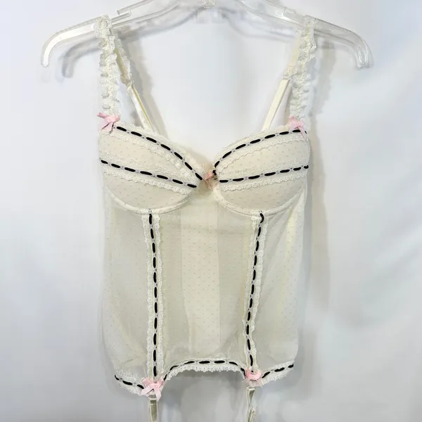 Victoria's Secret Sexy Little Things‎ 36B Bustier Ivory Corset Garter Y2K 175 - Image 5
