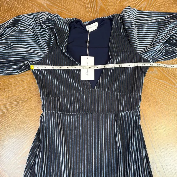 Lovers + Friends NWT Sarai‎ Maxi Dress Short Sleeve Velvet Ribbed Steel Blue - Image 10