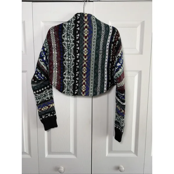 Free People Carnival Cardigan Shrug Womens Medium M Multi Fair Isle Lace Knit - Image 5