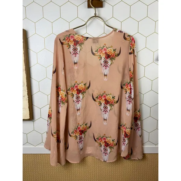 Show Me Your Mumu Peach Western Patterned Long Sleeve Tunic - Size - Small - Image 2