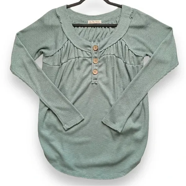 Free People Green Must Have Henley Knit Top - Image 3