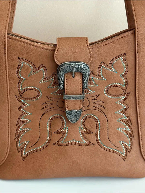 Wrangler nwt Brown Shoulder Bag with Western Buckle Detail approx 13.5 x 17 - Image 2