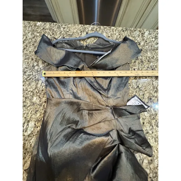 XSCAPE Women's Taffeta Off-The-Shoulder Sweetheart Gown Size 10 Olive - Image 6