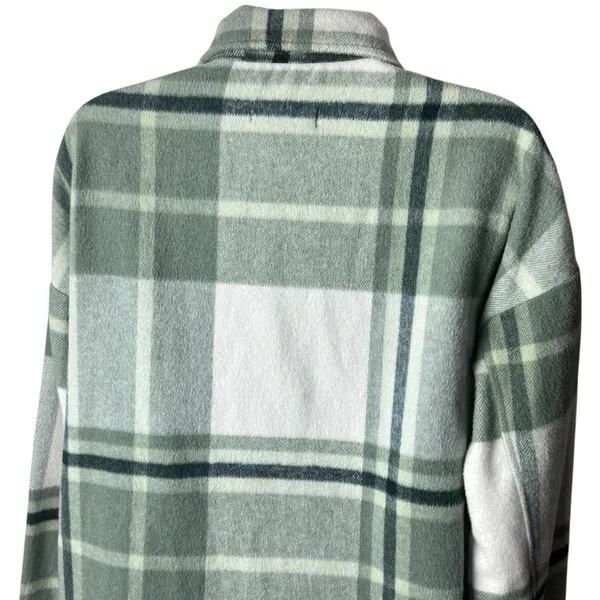 Banana Republic‎ Ivory Green Plaid Oversized Shacket Holiday Woolblend M - Image 6