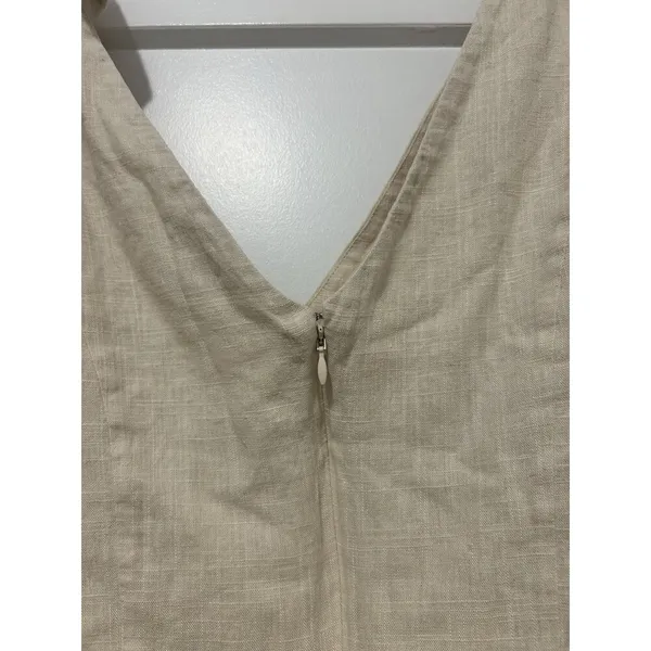 Express Beige Linen Blend Peplum crop tank top ruffle size XL Sleeveless Zip Up - Image 5