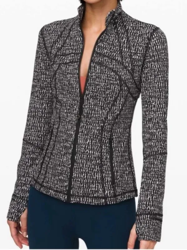 Lululemon Define Jacket Zip Front‎ Knotted Jacquard Black White Women’s size 6 - Image 2
