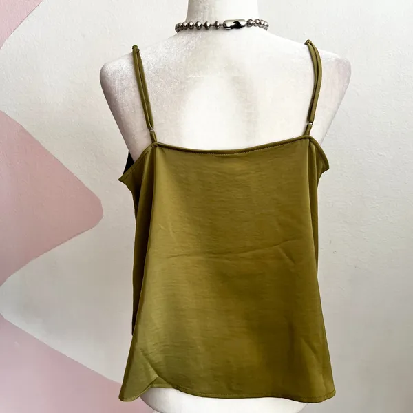 A New Day Olive Green Cami Tank Top Y2K‎ 2000s Layering Boho 90s Vintage Medium - Image 3