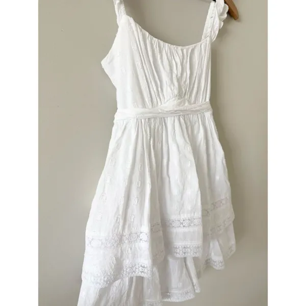 Altar'd State White Eyelet w. Lace Trim Fit & Flare Mini Dress Dress Size M - Image 2