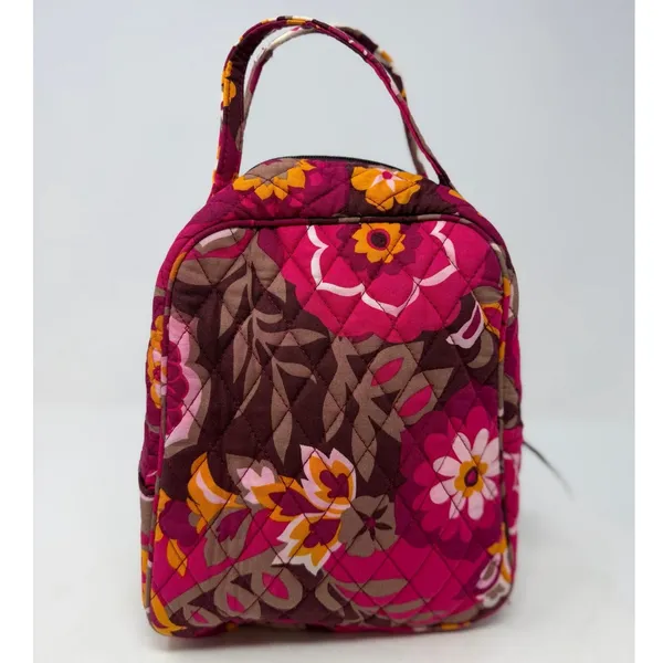 Vera Bradley Women's Pink Brown Yellow Floral Quilted Insulated Lunch Bag - Image 3