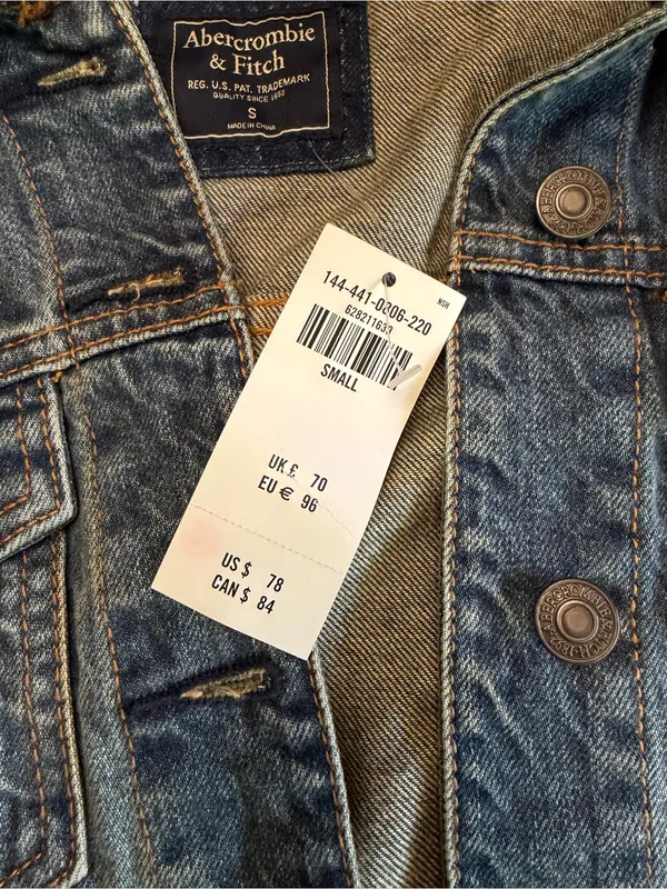Abercrombie & Fitch Distressed Denim Vest, Small, NWT - Image 11