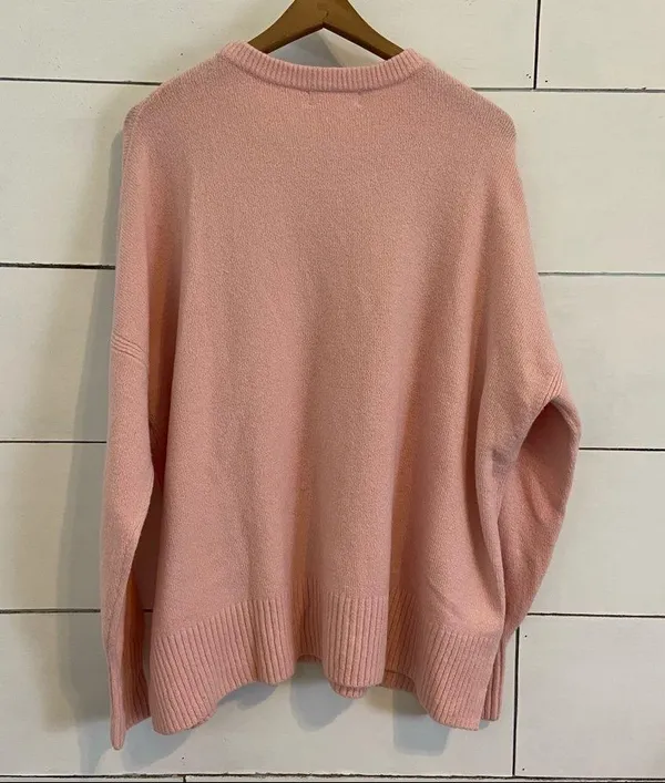 Treasure & Bond Pink Slit Side Oversized Sweater. Size Large. NWT - Image 2