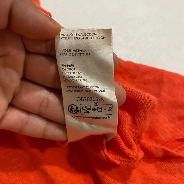 Free People We The Free Orange Henley Tank Top XL Oversized Boho - Image 8