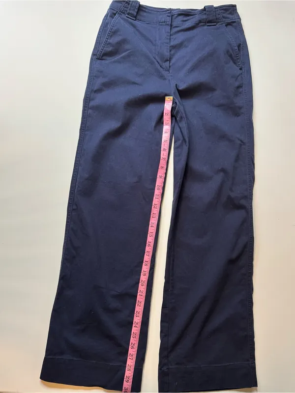 Jcrew Classic Wide-Leg Navy Cotton Pants Sz 2 - Image 5
