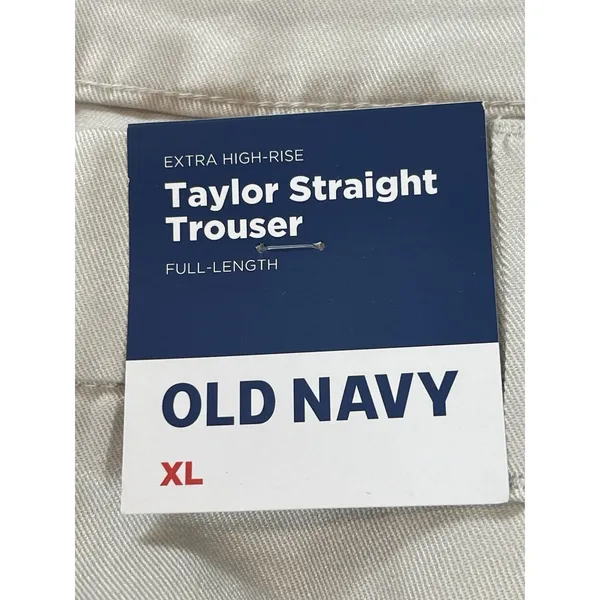 Old Navy Taylor Straight Trouser XL Beige Extra High Rise Baggy Cargo Pants NWT - Image 7