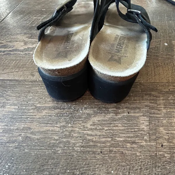 Mephisto Hannel Black Nubuck Leather Cork Footbed Slide Sandals Womens 38 - Image 4