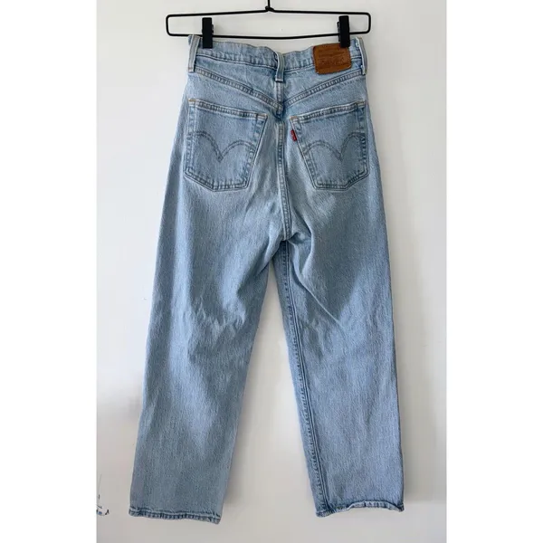 LEVI'S Ribcage Straight Distressed Light Wash High Rise Ankle Jeans Womens 26 - Image 3