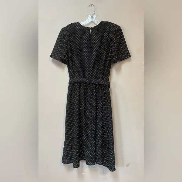 Vintage Tabby of California Black Polka Dot Belted Dress Size 16 - Image 3