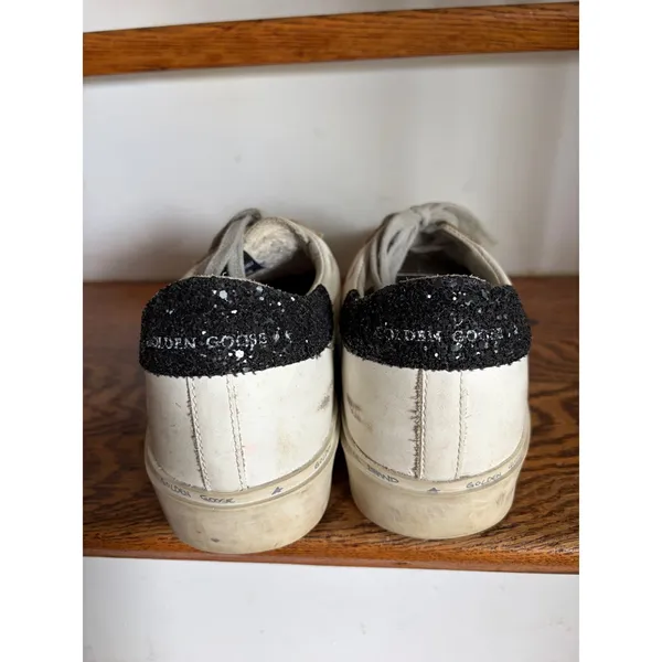 Golden Goose‎ Hi Star White Leather Camo Star Glitter Platform Sneakers 40 - Image 3