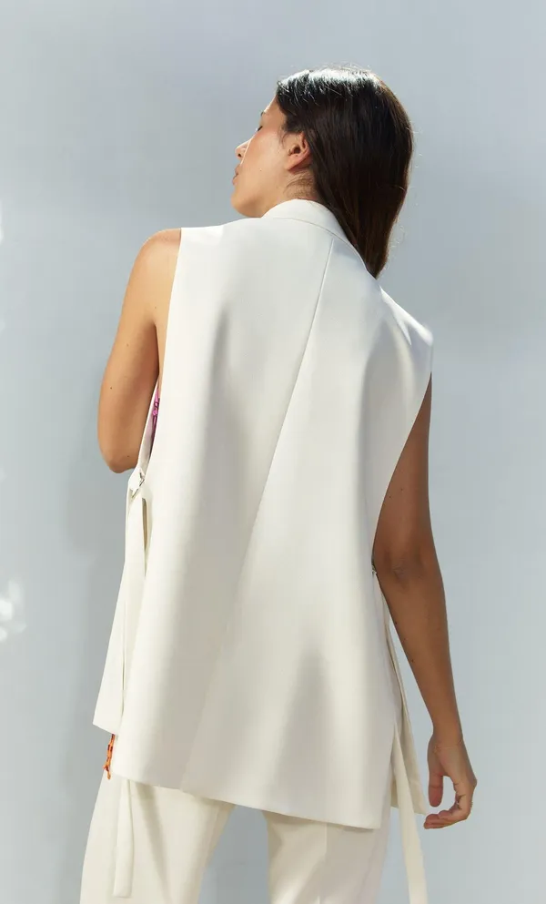 Zara blazer vest coat cream waistcoat with vents - Image 8