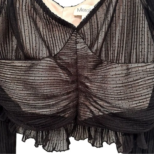 Meraki Illusion‎ Ruched Crop Top Womens XL Black Whimsigoth Goth Dark Romance - Image 2