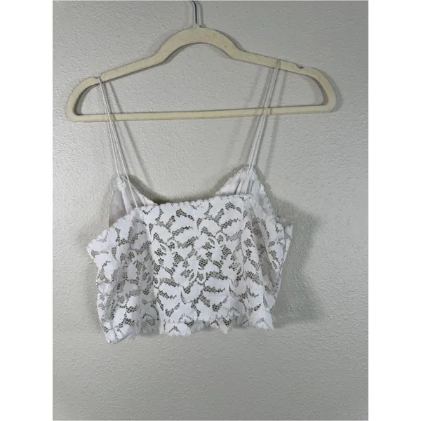 Free People White Lace Crop Top Tank Womens S Boho Casual Summer Girly Coquette - Image 3