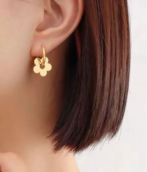 Flower Dangle Drop Earrings for Women 2 in 1 Design Fashion Elegant Style - Image 6